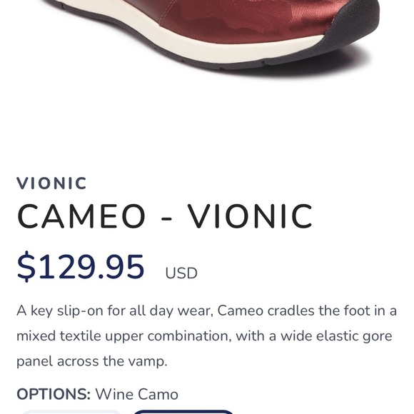 EUC Vionic Leather Cameo Slip-On Sneakers Wine Camo Size 11 Retail $129 - Picture 9 of 9